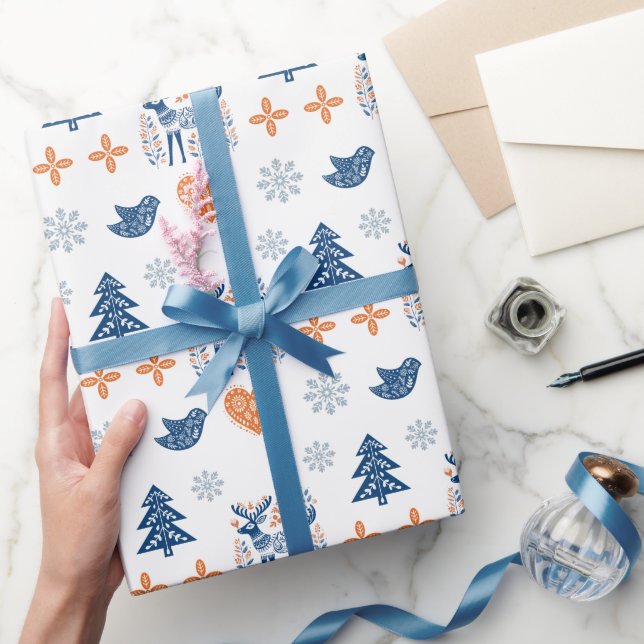 Papier Cadeau Noël des cerfs scandinaves (Cadeaux)
