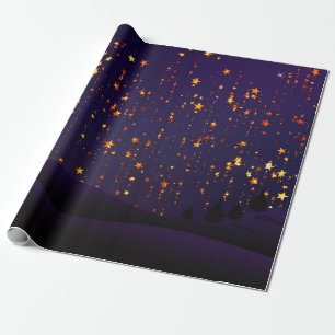 Papier Cadeau Noël des étoiles pourpres et aurifères