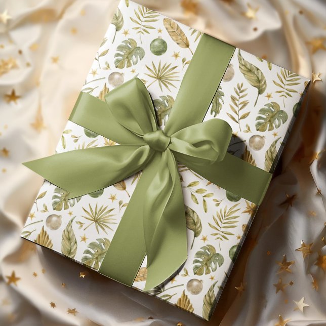 Papier Cadeau Noël des Feuilles de palmiers tropicaux (Créateur téléchargé)