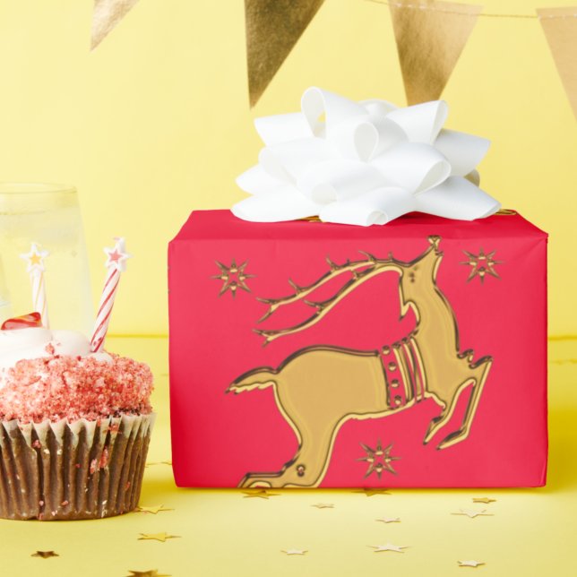 Papier Cadeau Noël des rennes d'or (Créateur téléchargé)