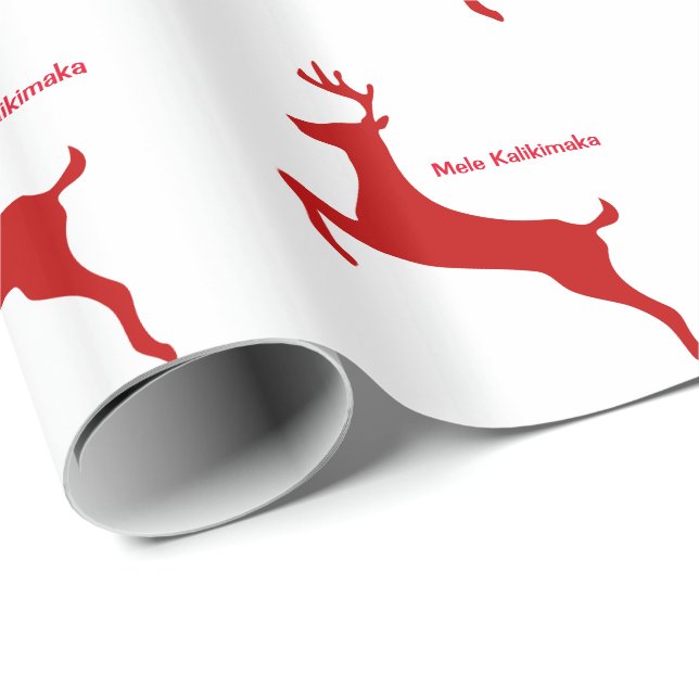Papier Cadeau Noël des Rennes Rouges Mele Kalikimaka (Coin rond)