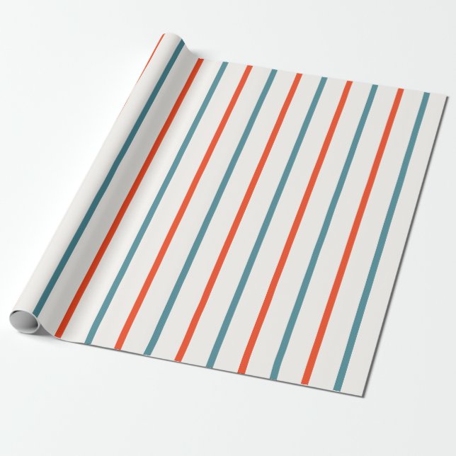 Papier Cadeau Noël d'été en juillet Orange Blue Stripes Party (Déroulé)