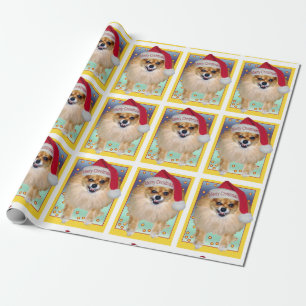 Papier Cadeau Noël drôle de chien de Pomeranian Marley mauvais