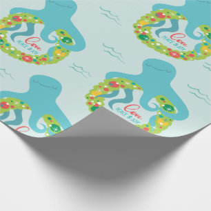 Papier Cadeau Noël drôle de poulpe