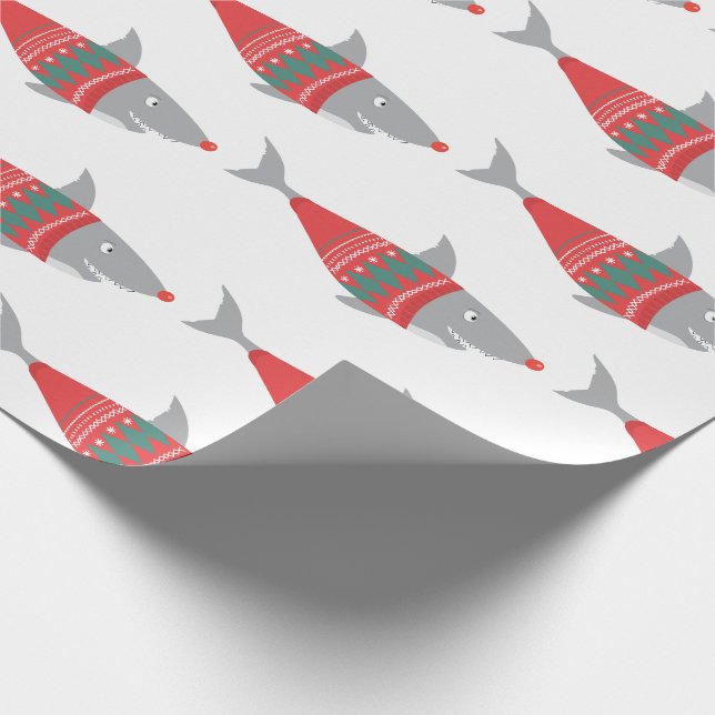 Papier Cadeau Noël drôle de requin (Coin)