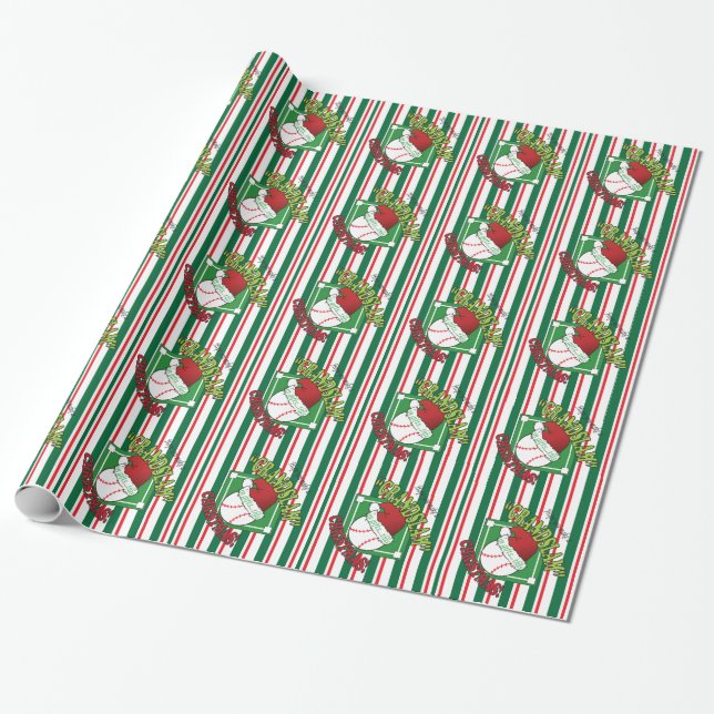 Papier Cadeau Noël du baseball de grand-slam (Déroulé)
