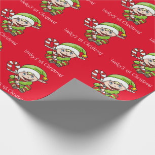 Papier Cadeau Noël du bébé d'Elf de Noël ęr