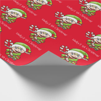 Papier Cadeau Noël du bébé d'Elf de Noël ęr