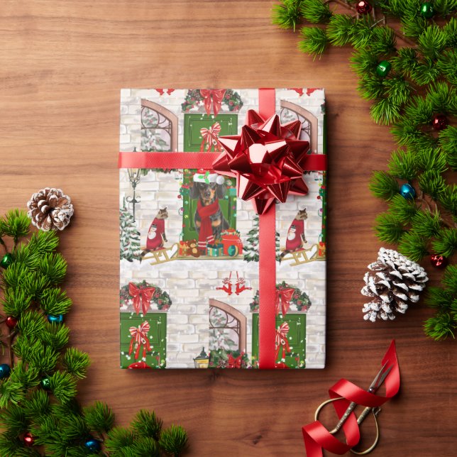 Papier Cadeau Noël du chien Dachshund (Cadeau de vacances)