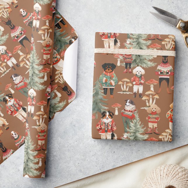 Papier Cadeau Noël du chien en terre cuite des bois (Créateur téléchargé)