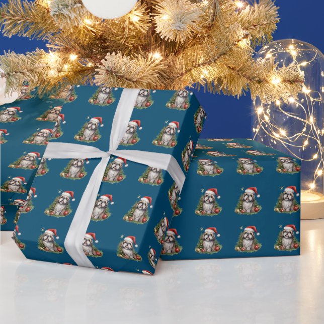 Papier Cadeau Noël du chien mignon Shih-tzu (Vacances)