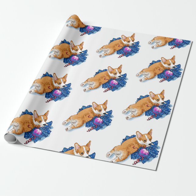 Papier Cadeau Noël du chiot de Pembroke (Déroulé)
