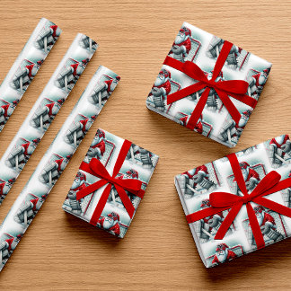 Papier Cadeau Noël du gardien de hockey père Noël