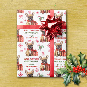 Papier Cadeau Noël du mignon Bulldog français