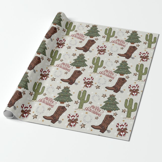 Papier Cadeau Noël du mignon Cowboy (Déroulé)