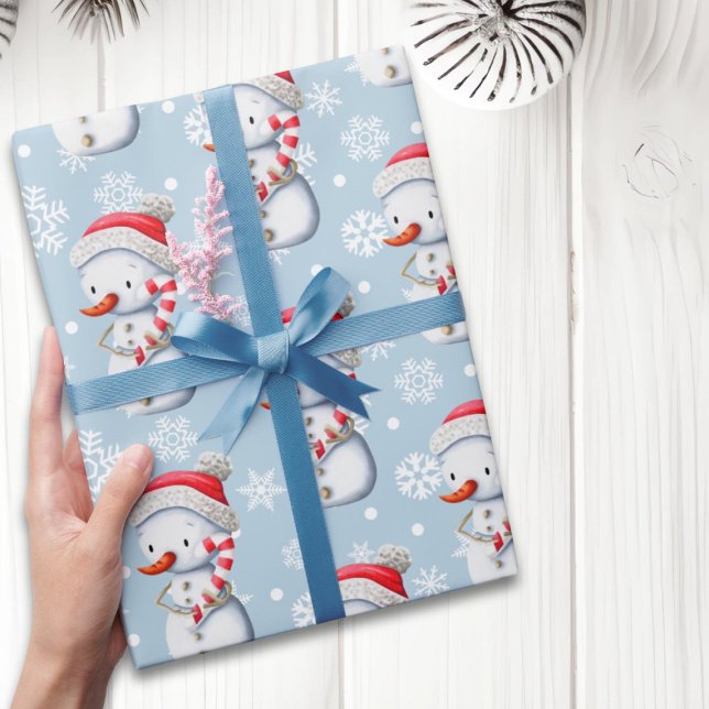 Papier Cadeau Noël du motoneige bleu mignon (Créateur téléchargé)