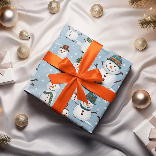 Papier Cadeau Noël du motoneige Noël Motif bleu (Créateur téléchargé)