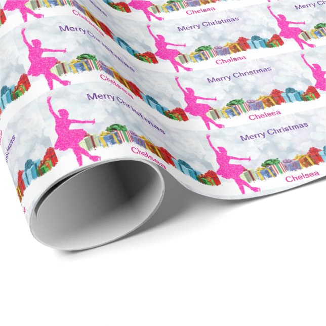 Papier Cadeau Noël du patinage artistique (Coin rond)
