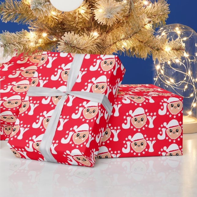Papier Cadeau Noël du Père Noël rouge rétro (Vacances)