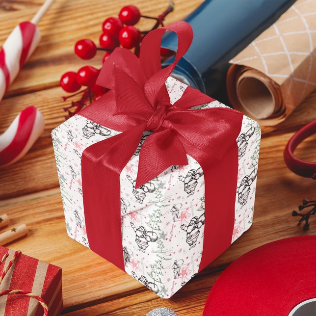 Papier Cadeau Noël du Père Noël tiré à la main (Créateur téléchargé)