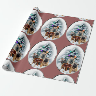 Papier Cadeau Noël du trio chinois Shar-pei