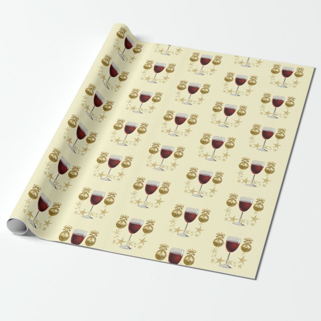 Papier Cadeau Noël du vin rouge (Déroulé)