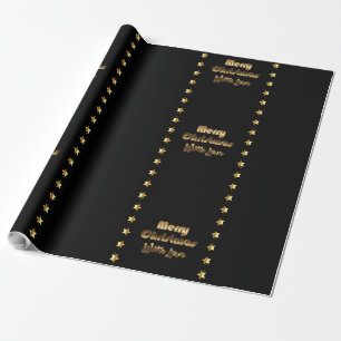 Papier Cadeau Noël élégant de brun noir d'or Joyeux