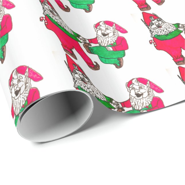 Papier Cadeau NOËL ELVES DANGEREUSES enveloppant du papier (Coin rond)