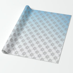 Papier Cadeau Noël en argent et en bleu Père Noël