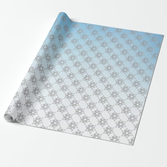 Papier Cadeau Noël en argent et en bleu Père Noël (Déroulé)