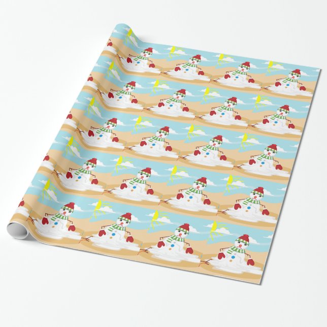 Papier Cadeau noël en juillet bonhomme de neige (Déroulé)