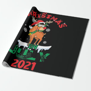 Papier Cadeau Noël En Juillet Été 2021 Reindeer Neige Joyeux