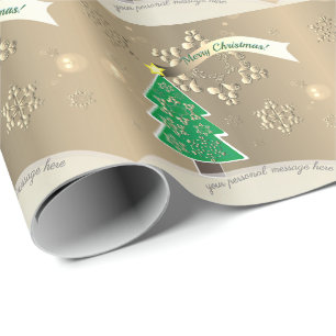 Papier Cadeau Noël enneigé bronze "Joyeux Noël !"
