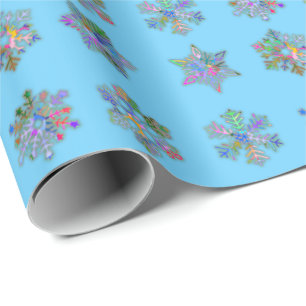 Papier Cadeau Noël enneigement papier d'emballage motif flocons 