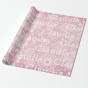 Papier Cadeau Noël Enveloppement Cadeau Snowflakes Nom Pink Fest