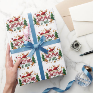 Papier Cadeau Noël est ici Élégant cadeau Pattren