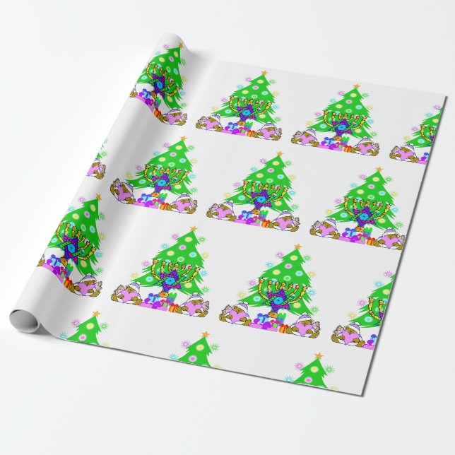Papier Cadeau Noël et Hanoukka ensemble (Déroulé)