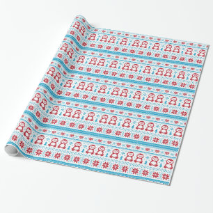 Papier Cadeau Noël et l'hiver ont tricoté le motif