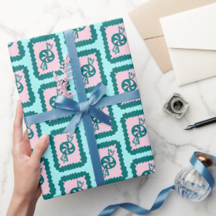 Papier Cadeau Noël Fantaisiste Bonbons Mignons Fête Lumineuse
