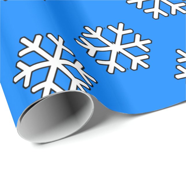 Papier Cadeau Noël Fête Bleu & Blanc Flocon de neige Ornement (Coin rond)