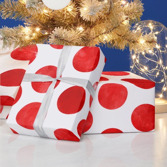 Papier Cadeau Noël Fête Rouge Polka Dot Motif Guerre moderne (Vacances)