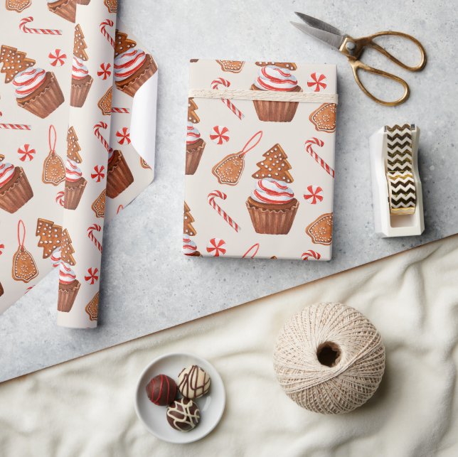 Papier Cadeau Noël Gingerbread Cookie Cupcake (Artisanat)