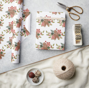 Papier Cadeau Noël Gingerbread Motif festif de biscuits