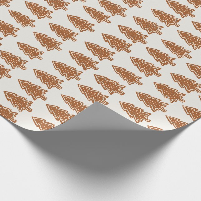 Papier Cadeau Noël Gingerpain Arbres Moderne (Coin)
