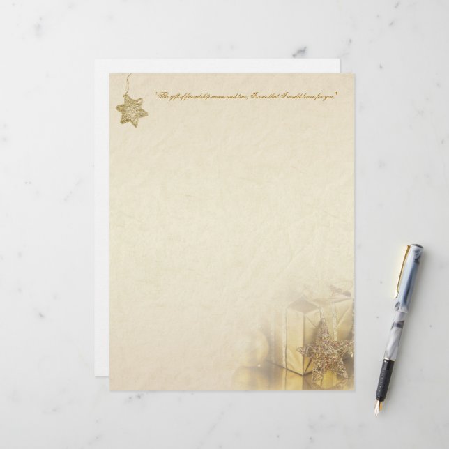 Papier cadeau Noël Gold (Devant/Arrière en situation)