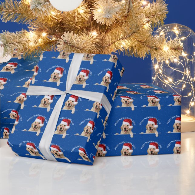 Papier Cadeau Noël Golden Retriever Listick Kisses (Vacances)
