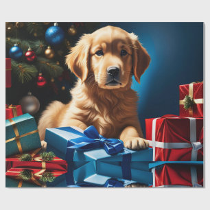 PAPIER CADEAU NOËL GOLDEN RETRIEVER PUPPY