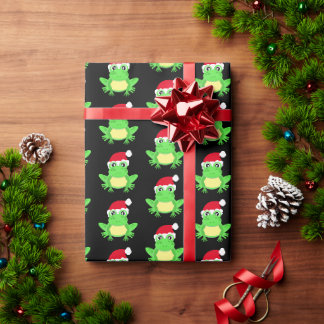 Papier Cadeau Noël Grenouille noire Santa Hat Motif Nouveauté