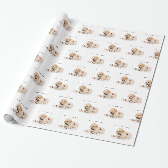 Papier Cadeau Noël heures de récréation de chiot de vacances (Déroulé)
