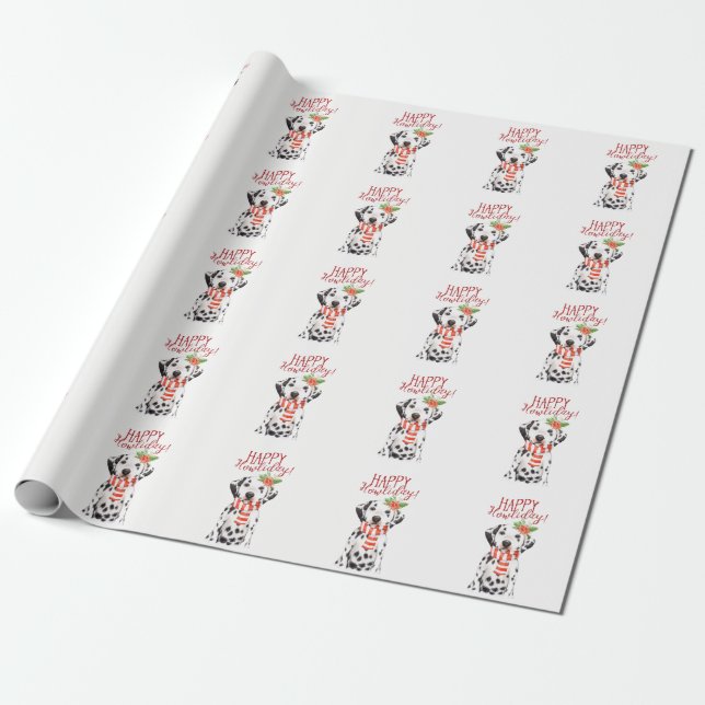 Papier Cadeau Noël heureux de Howliday enveloppant l'animal (Déroulé)